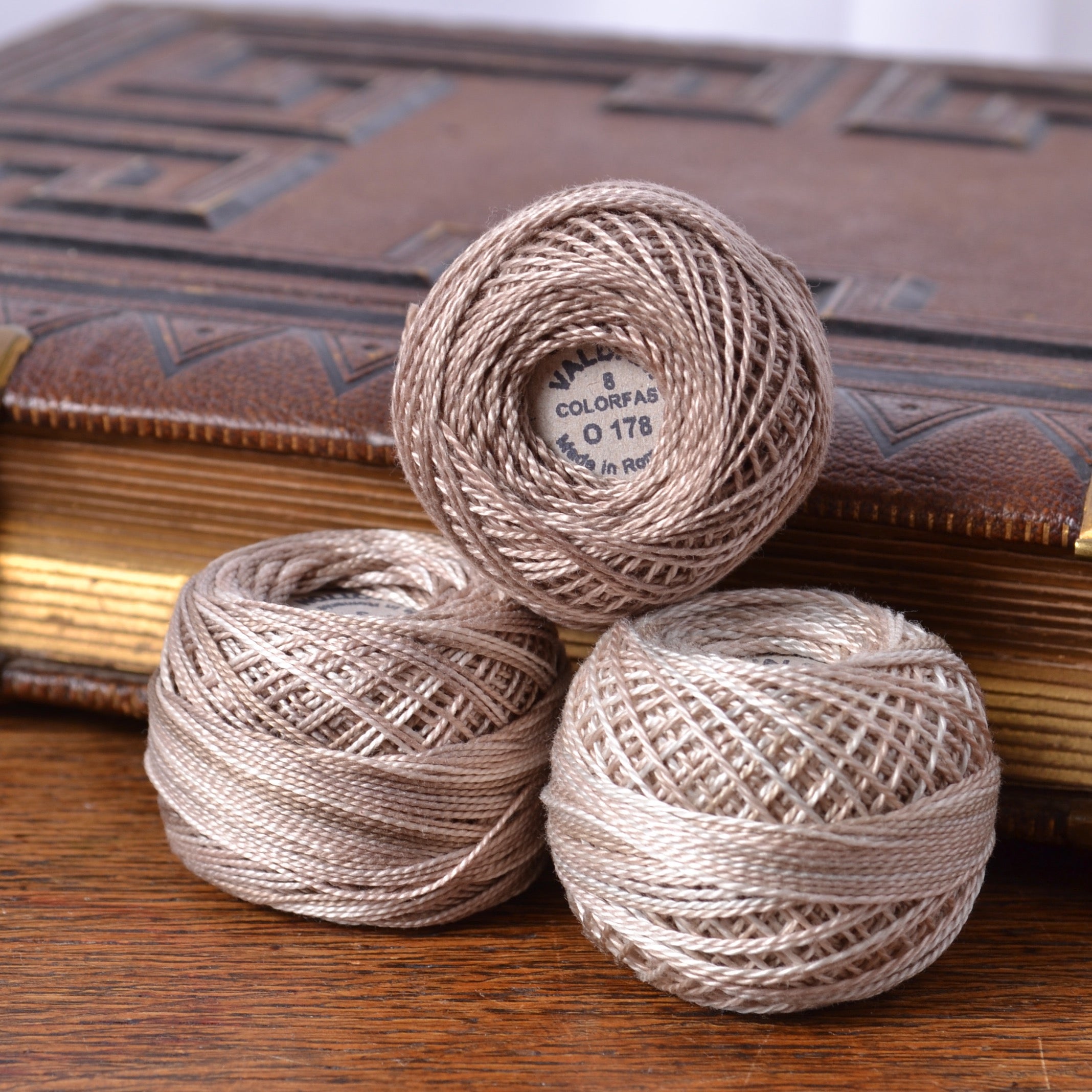Taupe coloured  perle cotton threads