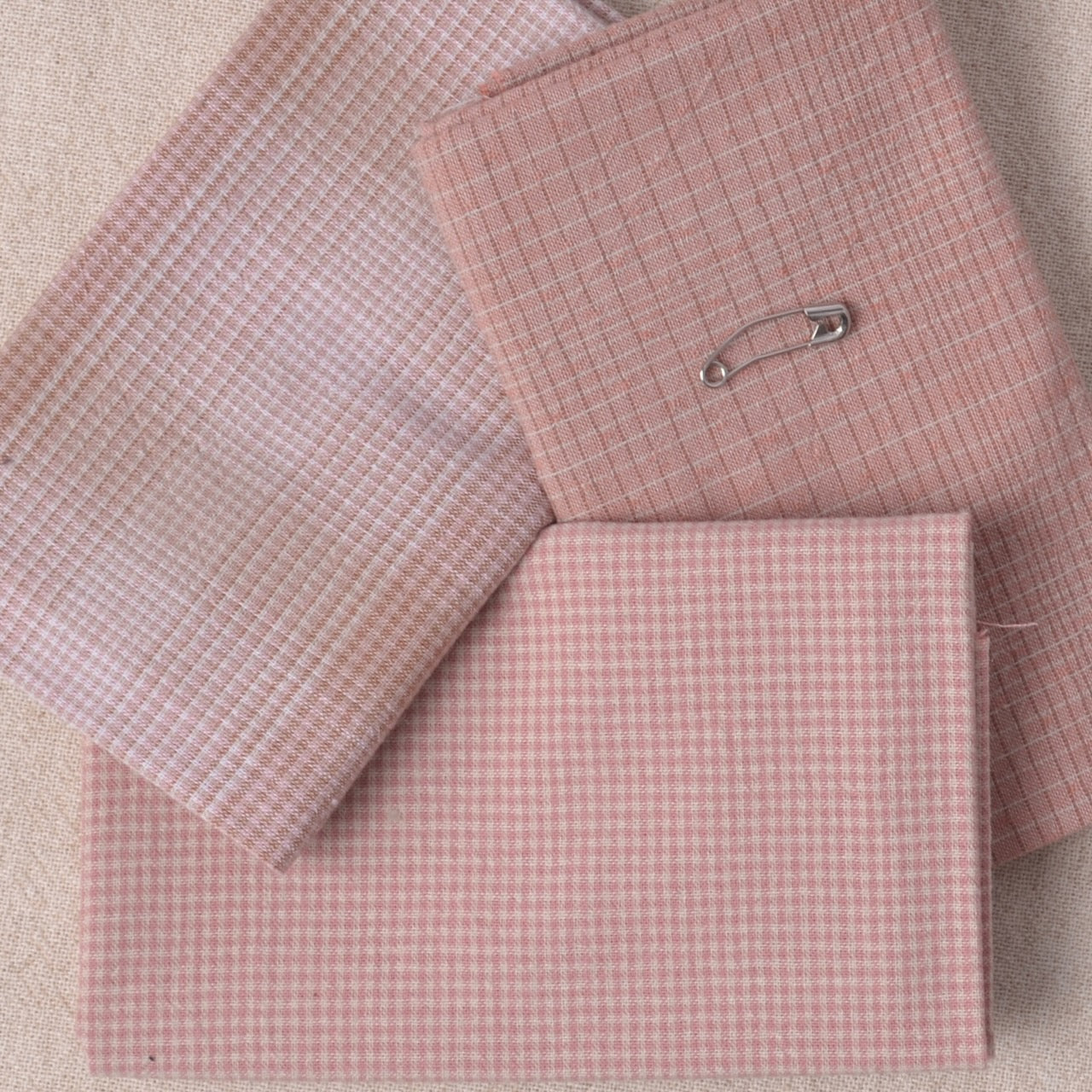 Dyed Yarn Cotton Fabric Bundle of 3, pinks