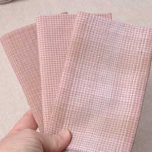 Dyed Yarn Cotton Fabric Bundle of 3, Dusty Pink Petals