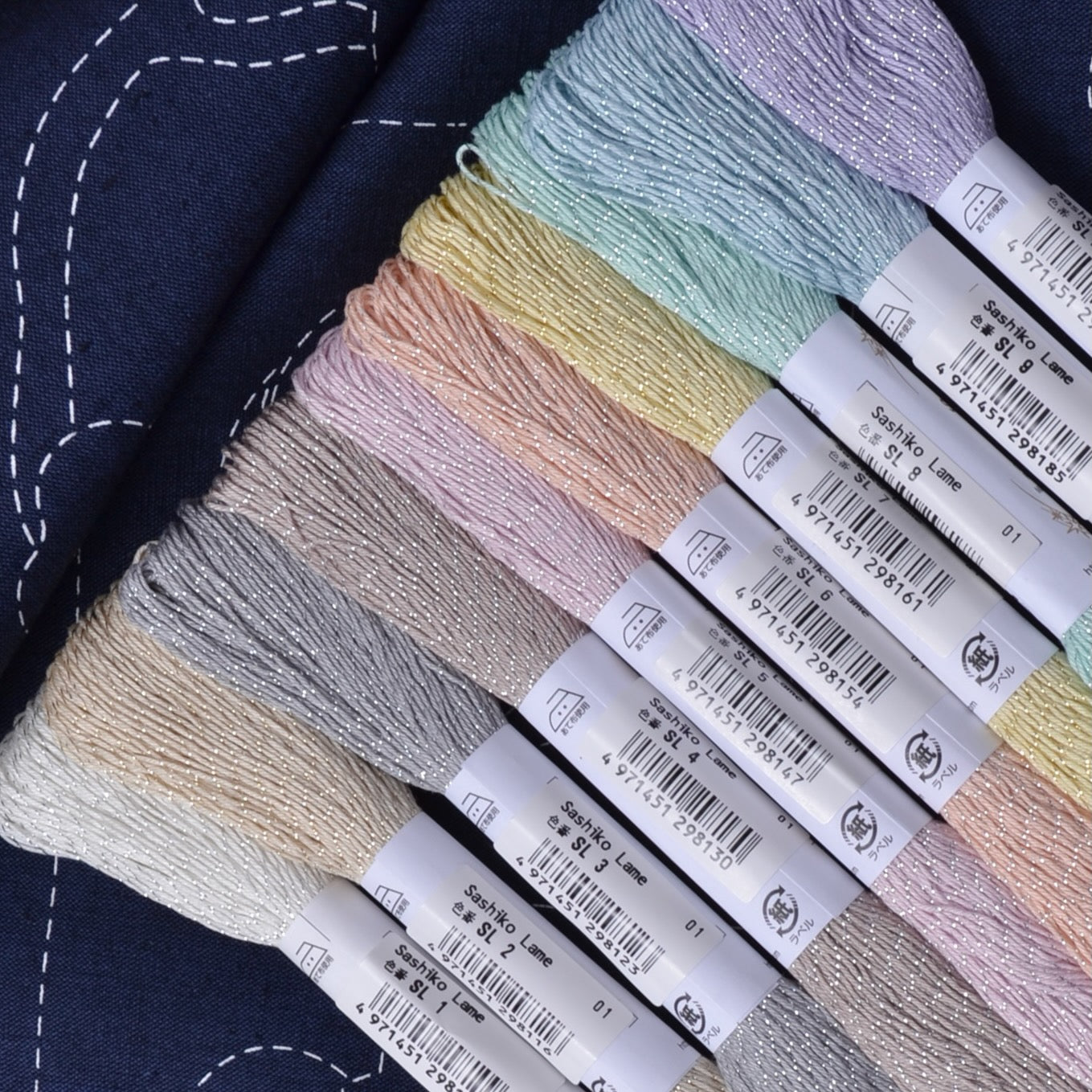 Sashiko Lamé Thread, Collection of all 10 Colours