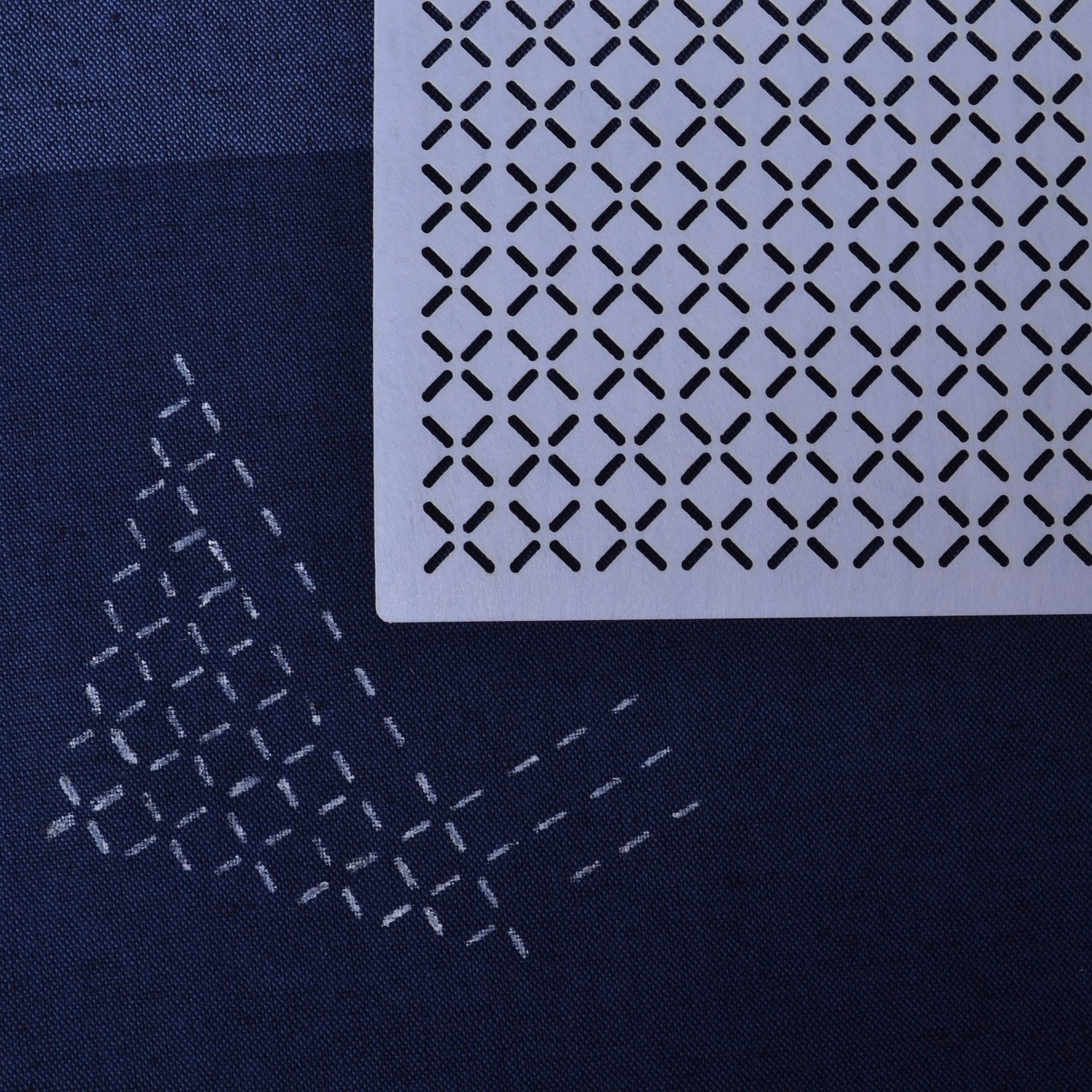 sashiko stencil, diagonal crosses