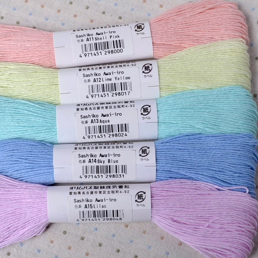 Sashiko Thread Collection, Awai-Iro Pastel Colours