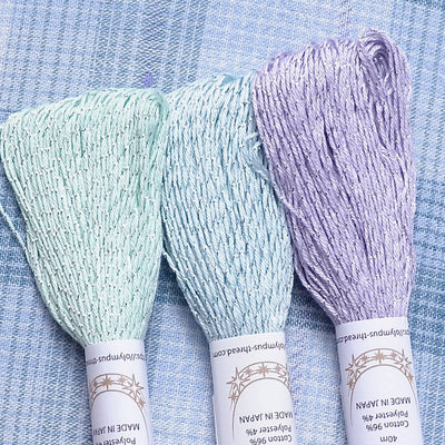 Sashiko Lamé Thread, Soft Green, Blue, Purple Collection