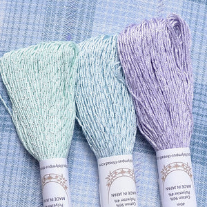 Sashiko Lamé Thread, Green, Blue & Purple Collection