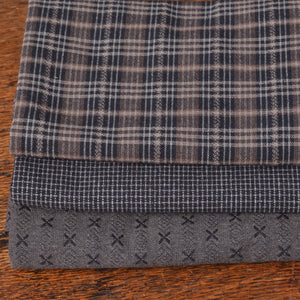 Dyed Yarn Cotton Fabric Bundle of 3, Charcoal