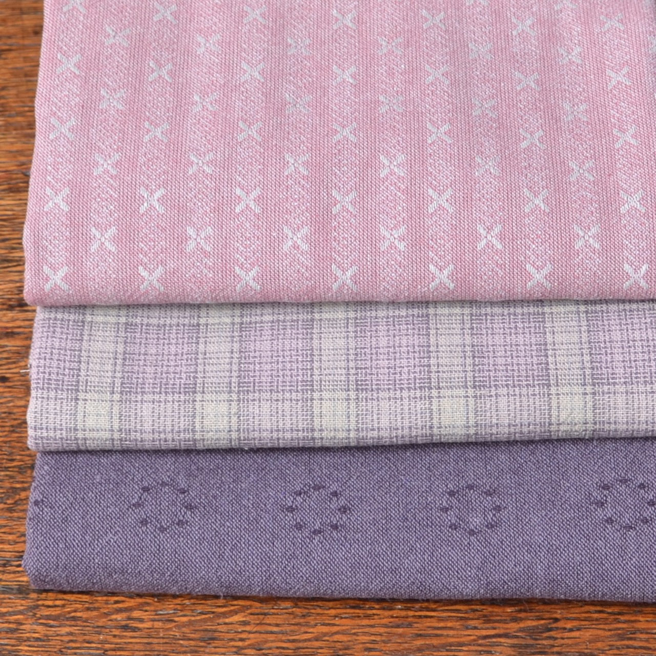 Dyed Yarn Cotton Fabric Bundle of 3, Heather Bloom