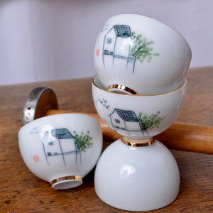 Hand Painted Ceramic Tea Bowl for making Japanese pin cushion bowl