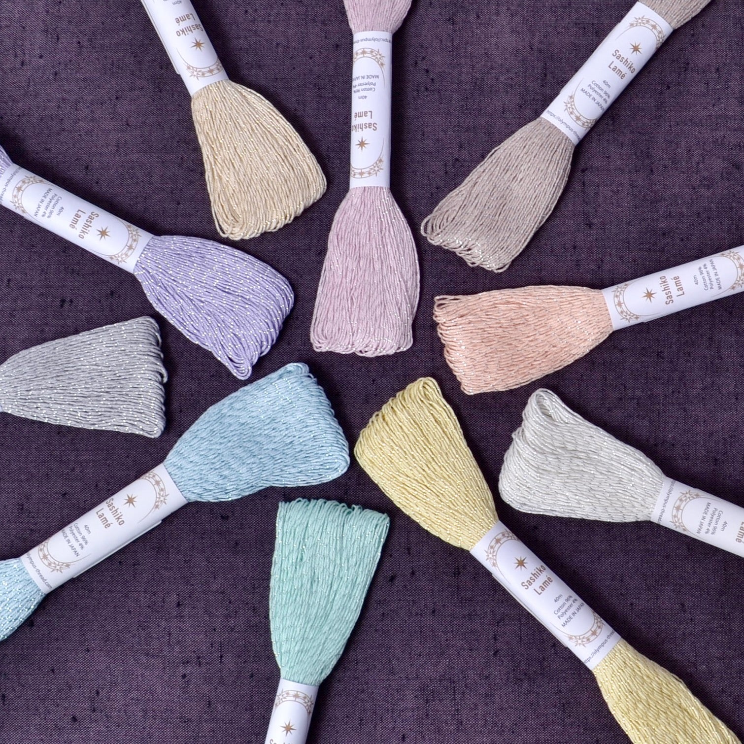 Sashiko Lamé Thread, Collection of all 10 Colours