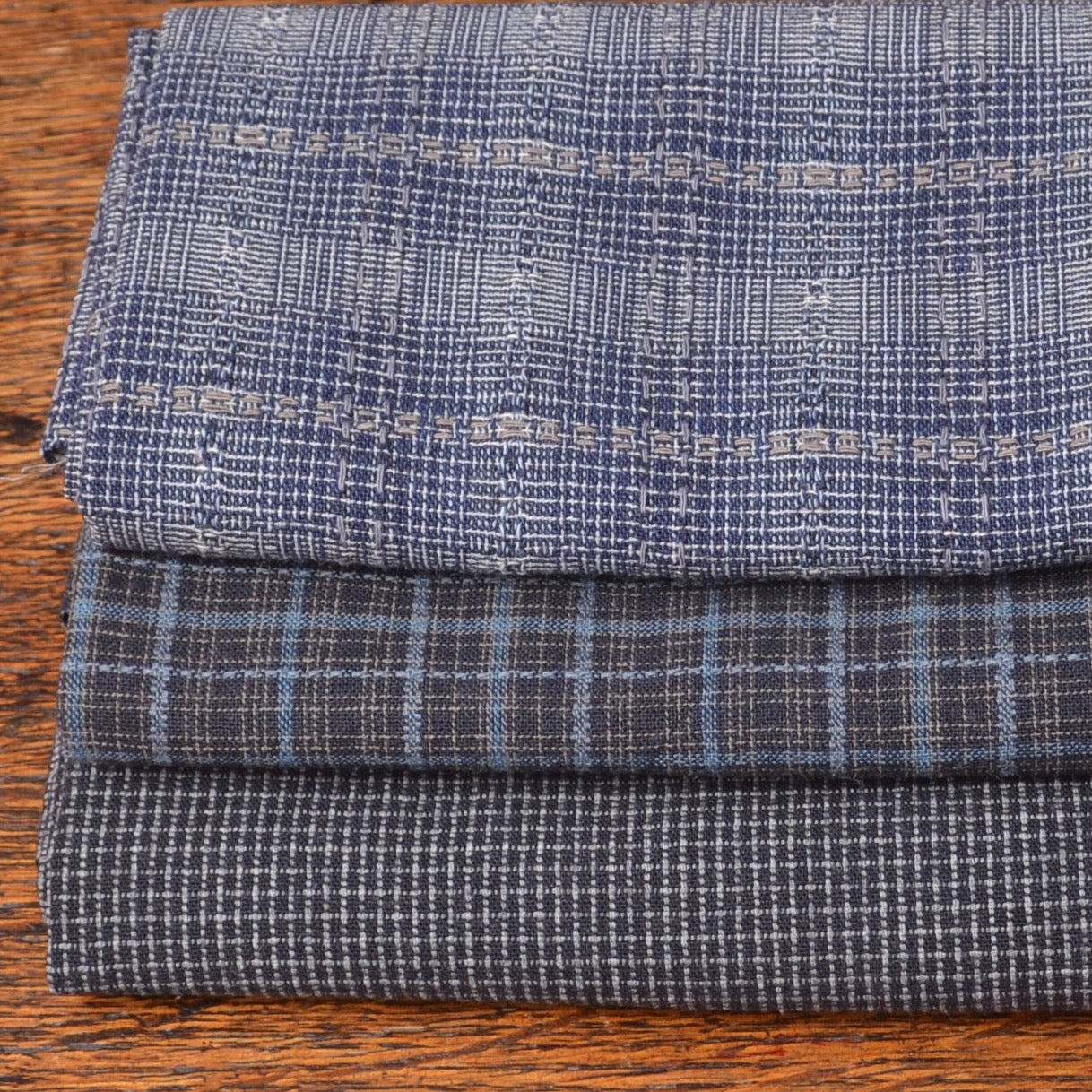 Dyed Yarn Cotton Fabric Bundle of 3, Midnight