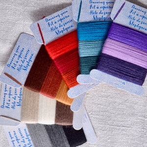 Clover Darning Yarn for Mending, six colour cards