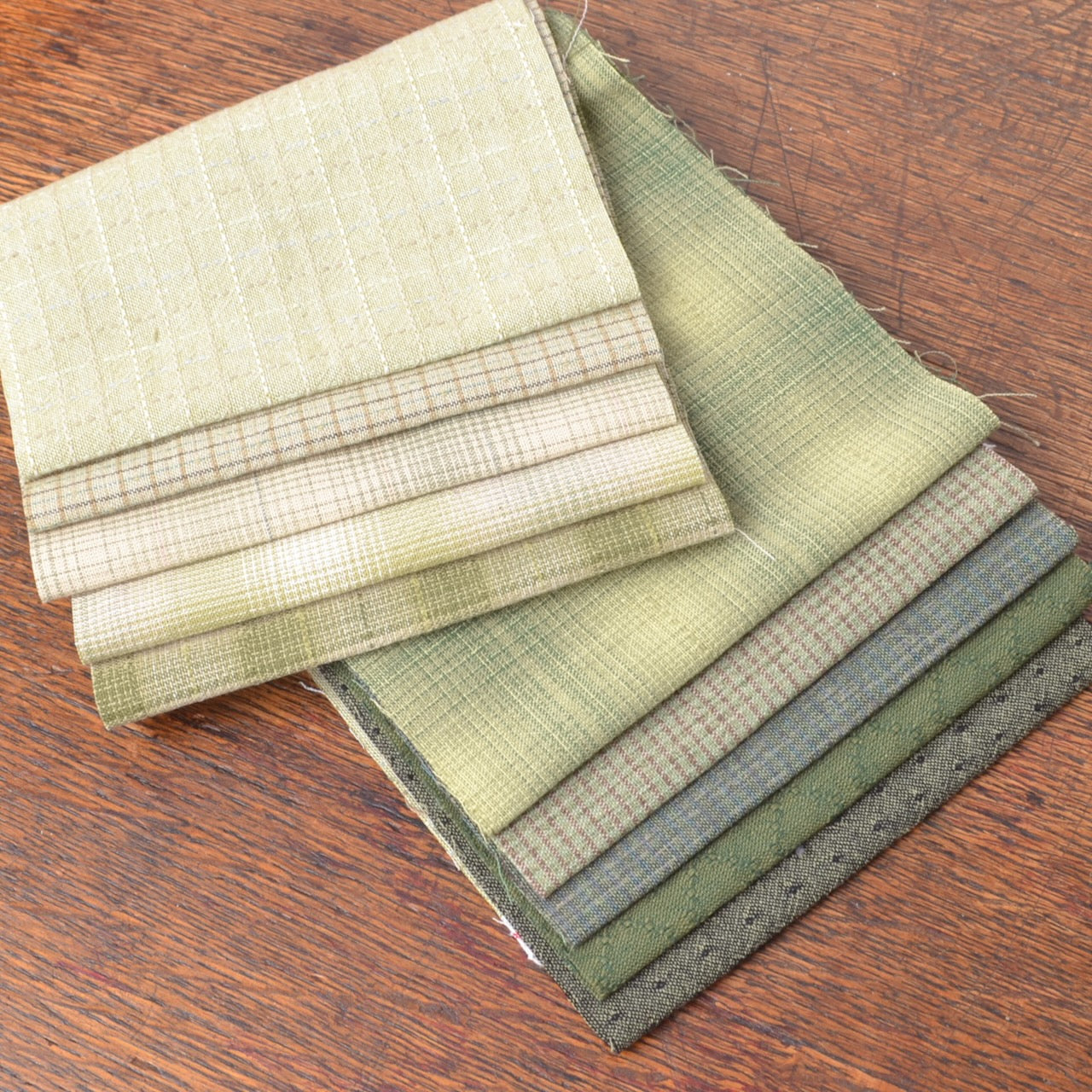 Dyed Yarn Cotton Fabric cuts in green