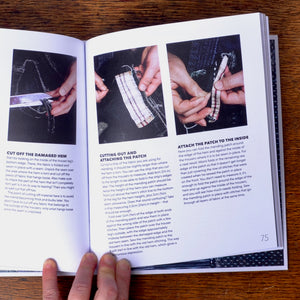 instructions page from Mending With Sashiko, The Japanese Art of Visible Repair by Takao Momiyama and Kirstin Neumuller