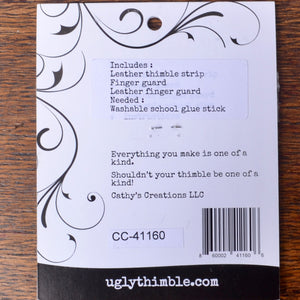 back of packaging for The Original Ugly Thimble kit