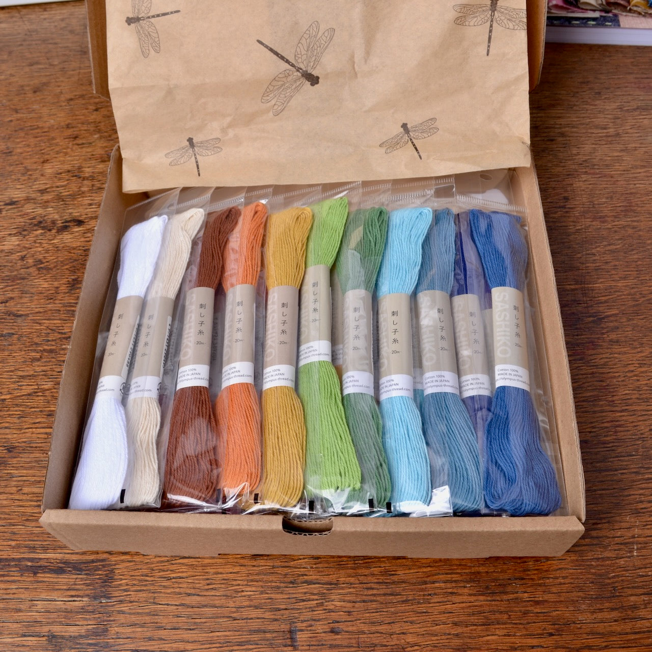 Olympus Sashiko Thread Collection, All 40 Solid Colour Skeins, 4 rows of 10 skeins