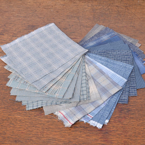 Yarn Dyed Fabric Pieces - Assorted Blues