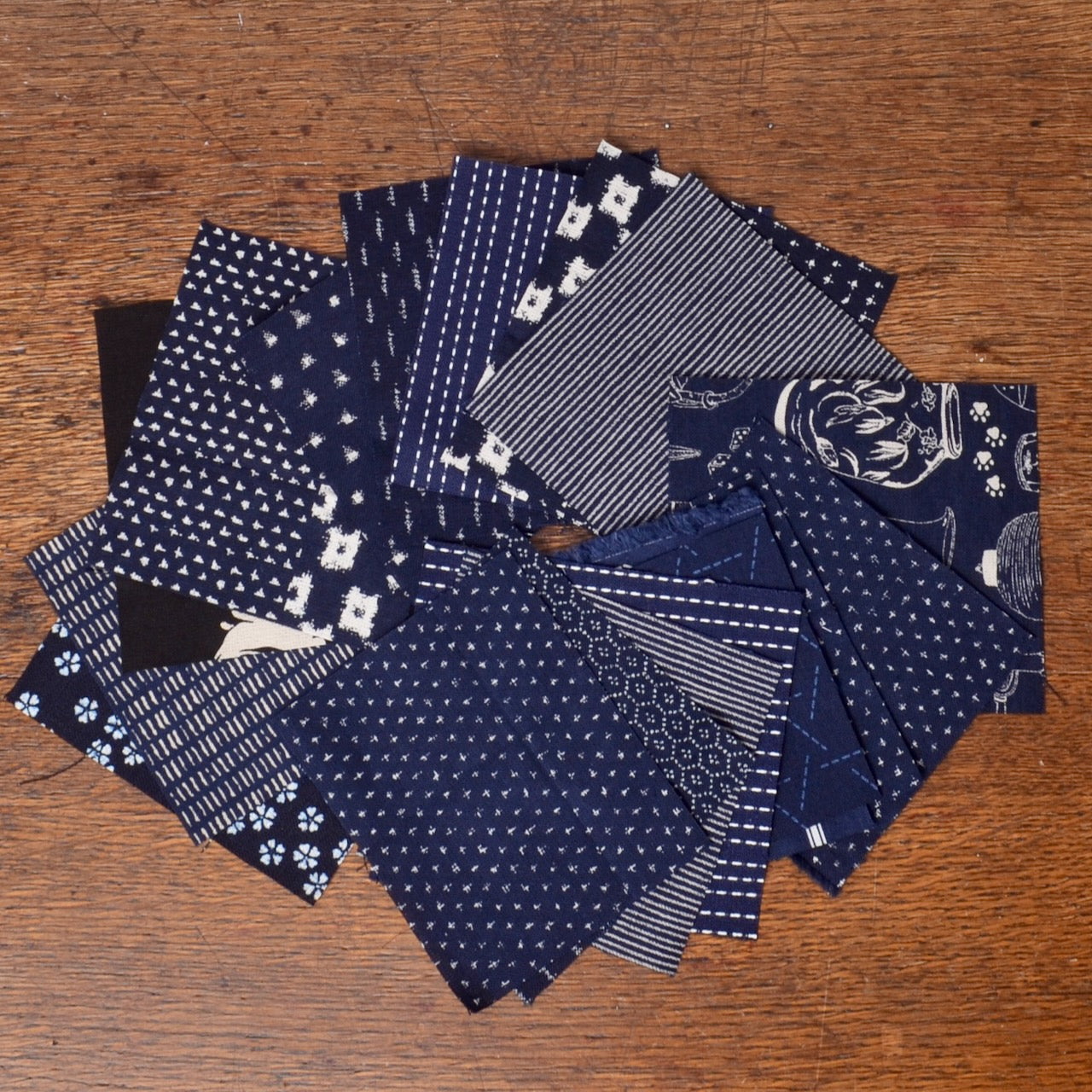 Traditional Japanese Printed Wagara, Small Pieces Fabric Pack