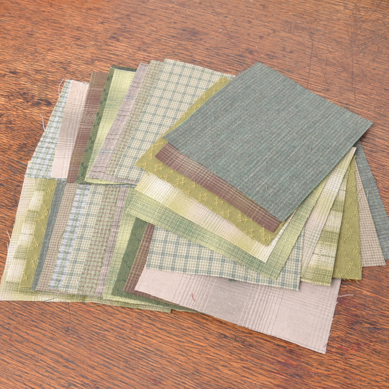 Hand-Cut Fabric Pieces - Assorted Greens