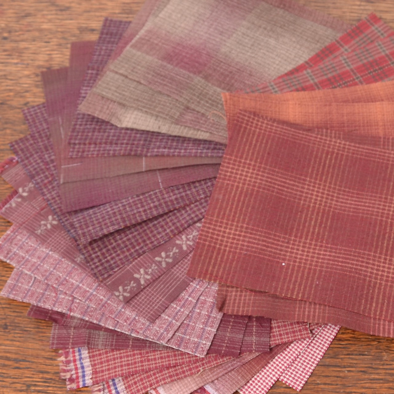 yarn dyed Fabric Pieces - Assorted Reds