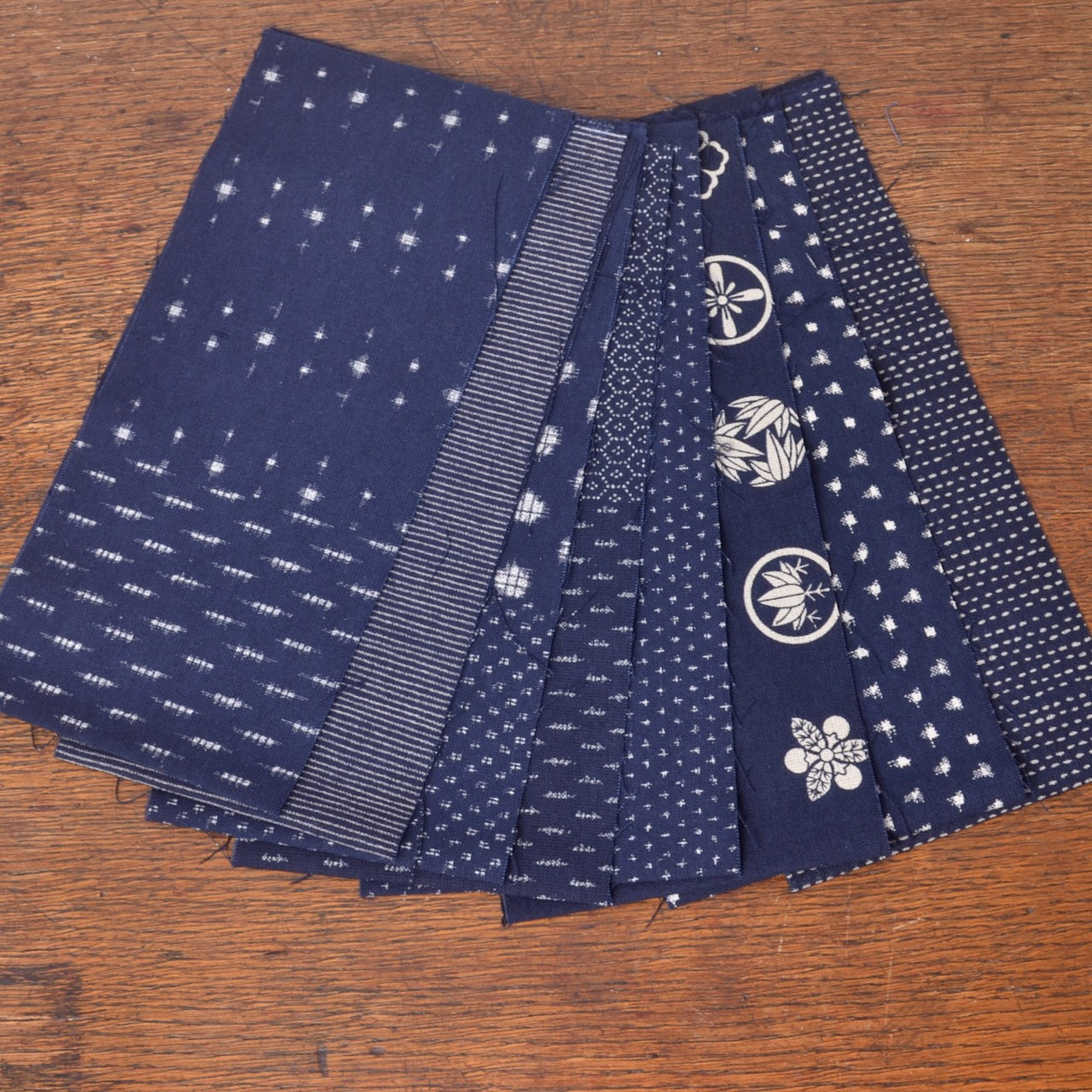 Traditional Japanese Printed Wagara, Hand Cut Fabric Strips