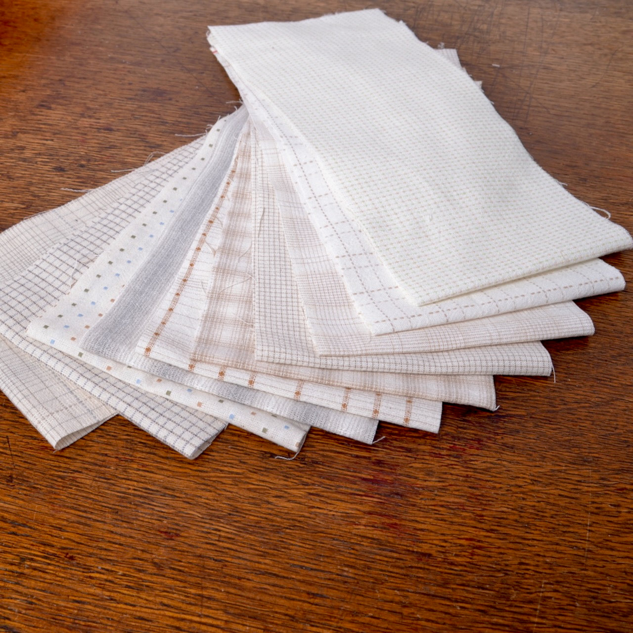 Yarn-Dyed white fabric, hand cut strips
