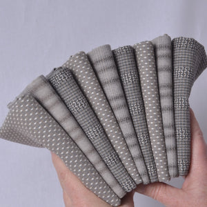 Dyed Yarn Cotton Fabric Bundle of 3, Smokey Grays