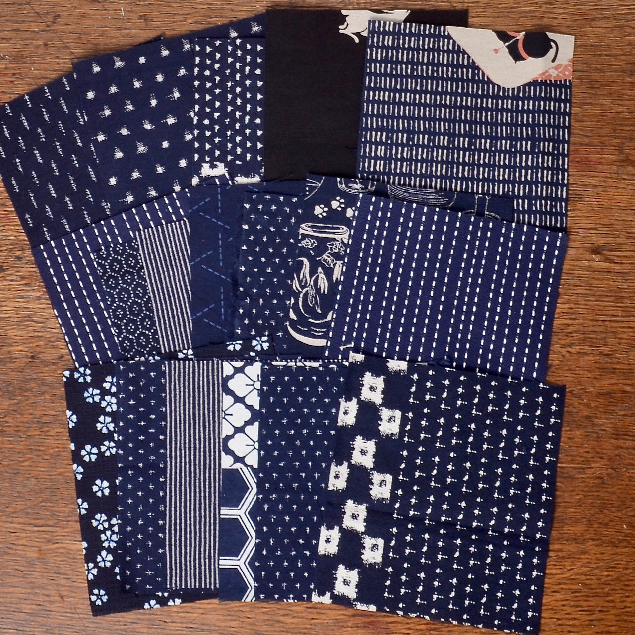 Traditional Japanese Printed Wagara, Small Pieces Fabric Pack
