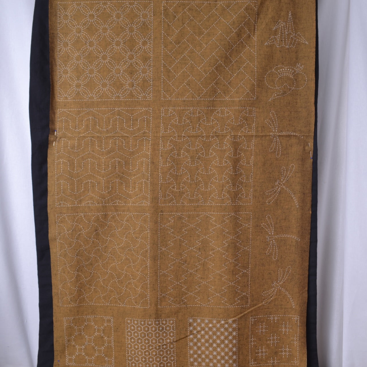 Gold Sashiko Panel #2, Traditional Patterns