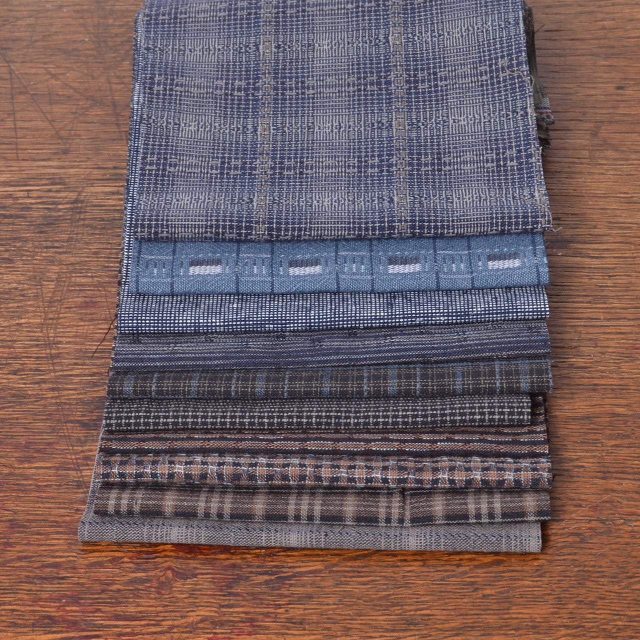 Assorted Black/Blues hand cut fabric strips