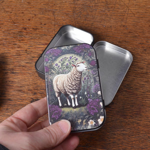 Decorative tin with a sheep design 