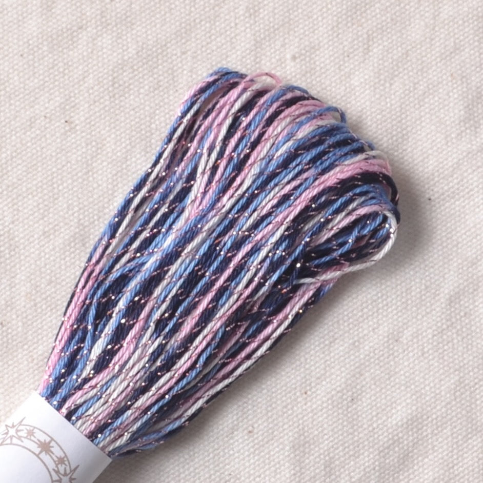 Sashiko Lamé Thread, Black/Pink/Blue