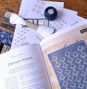 Kit of everything you need to learn sashiko style mending and do it