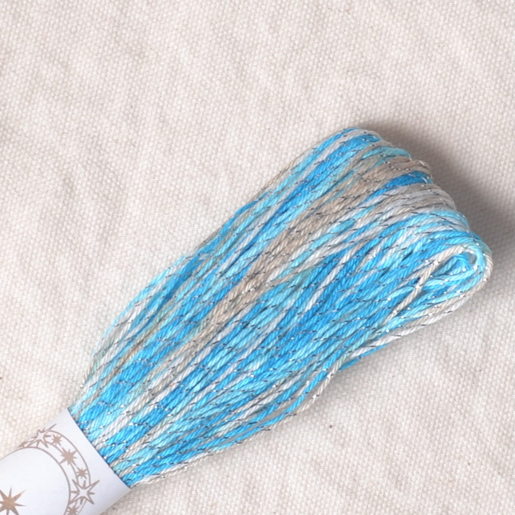 Sashiko Lamé Thread, Teal/Taupe/White
