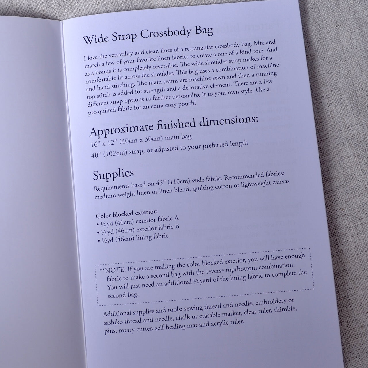 Wide Strap Crossbody Bag information on what you will need