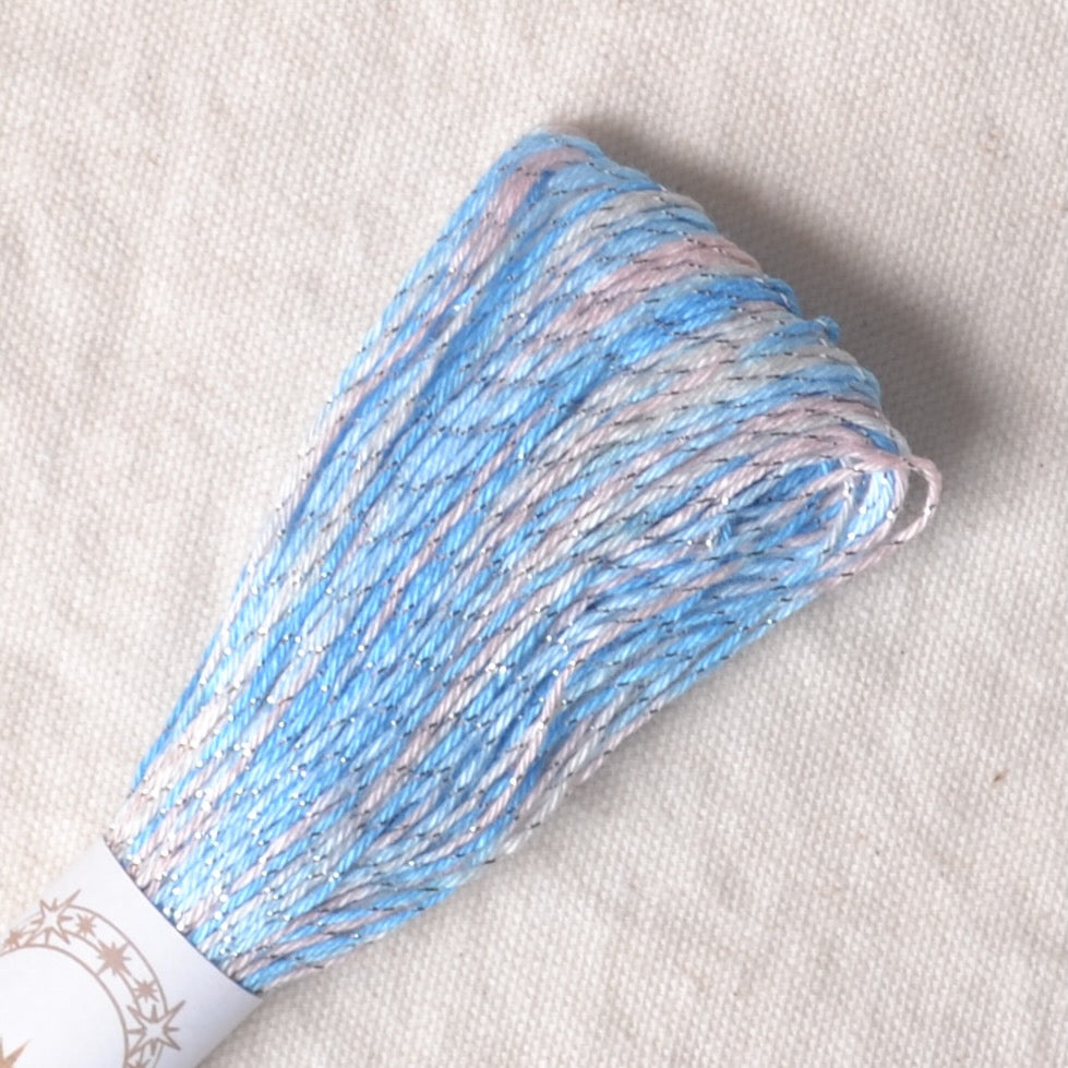 Sashiko Lamé Thread, Blue/White/Pale Pink