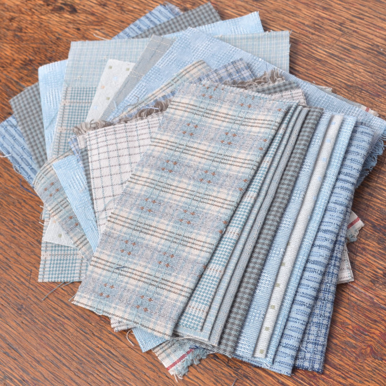 Hand Cut Fabric Pieces - Assorted Teals