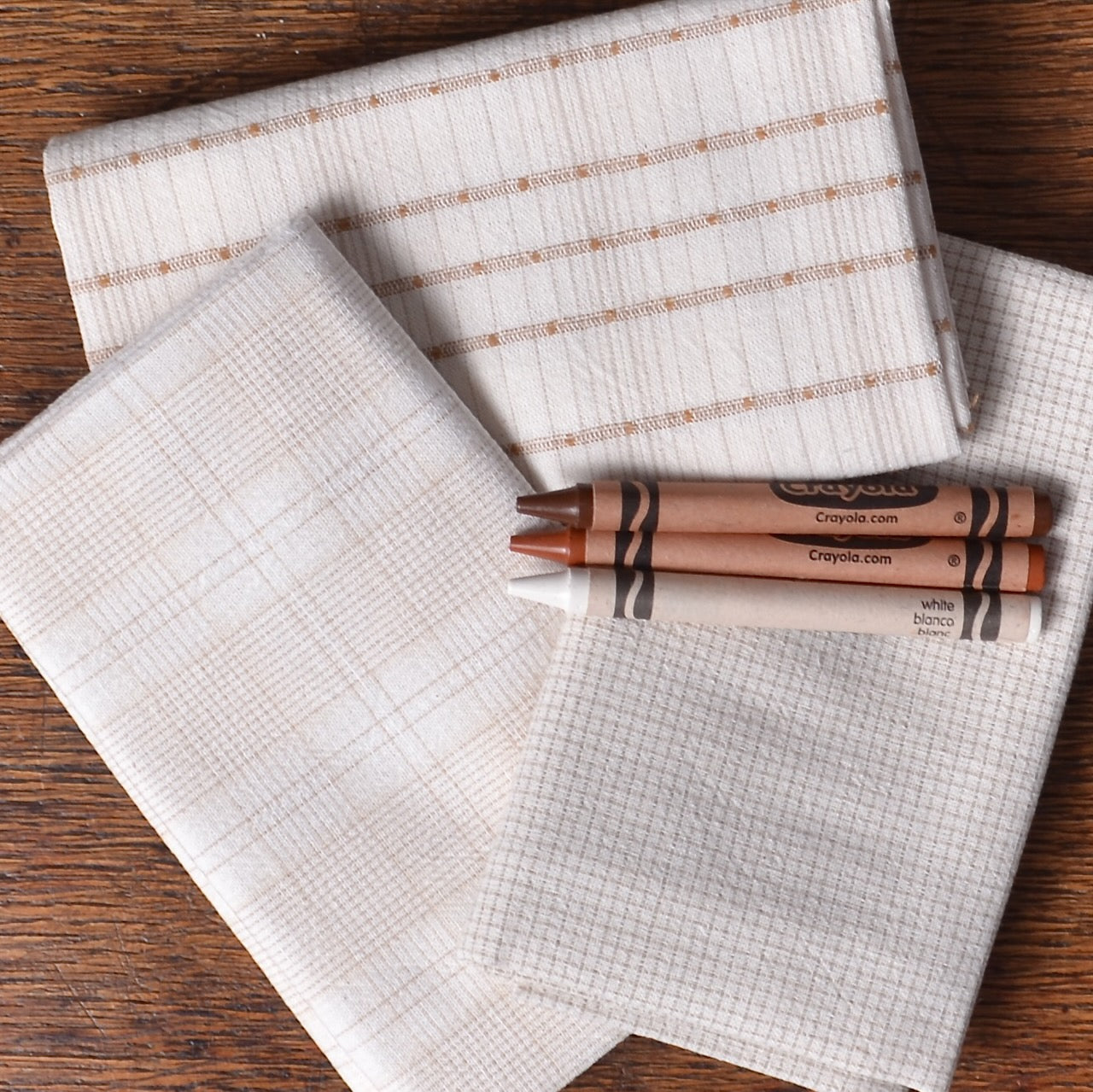  Bundle of 3, Vanilla White, Dyed Yarn Cotton Fabric 