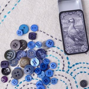 Small Assorted Buttons for your Mending Kit, Grey Goose Tin