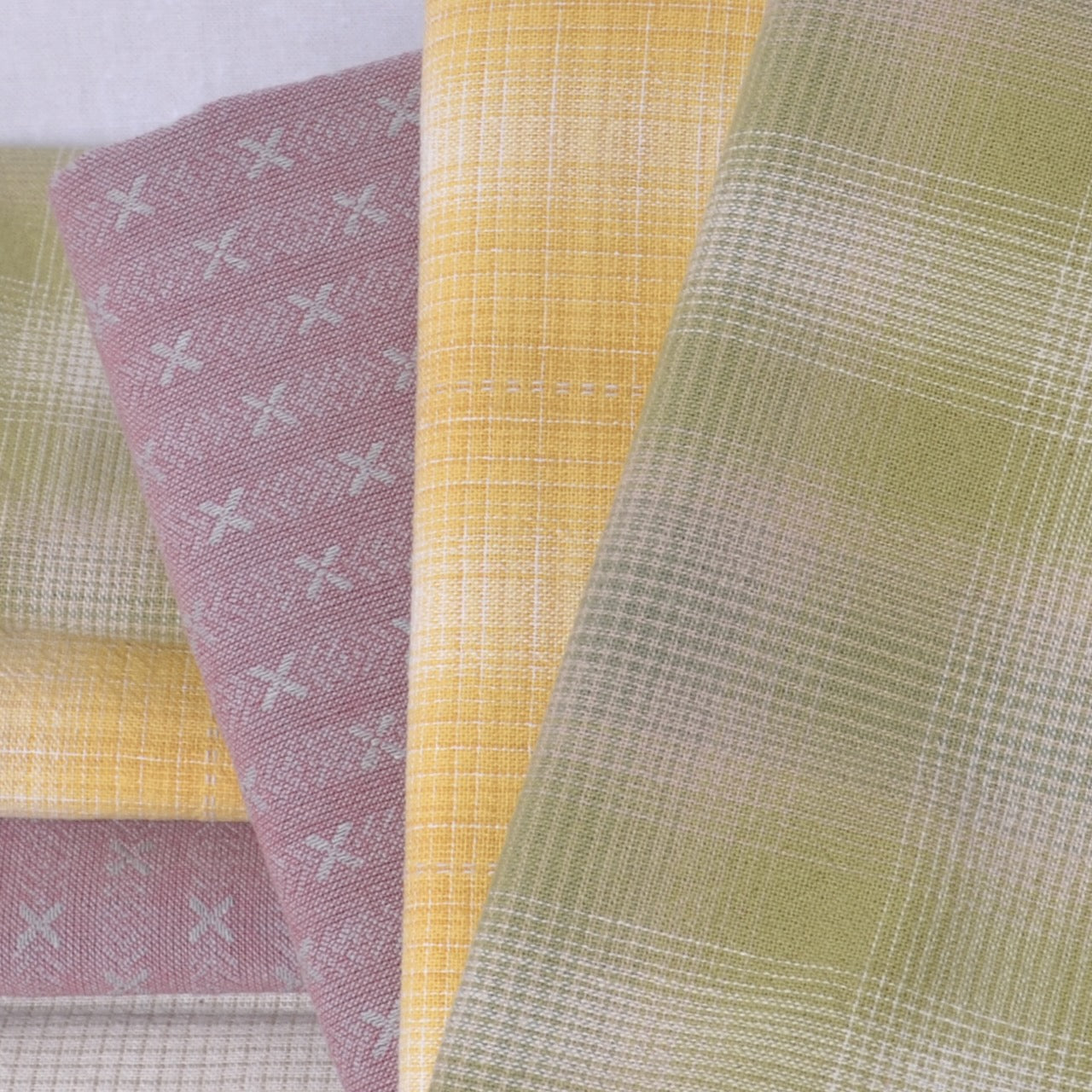 Dyed Yarn Cotton Fabric Bundle of 3 in spring colours

