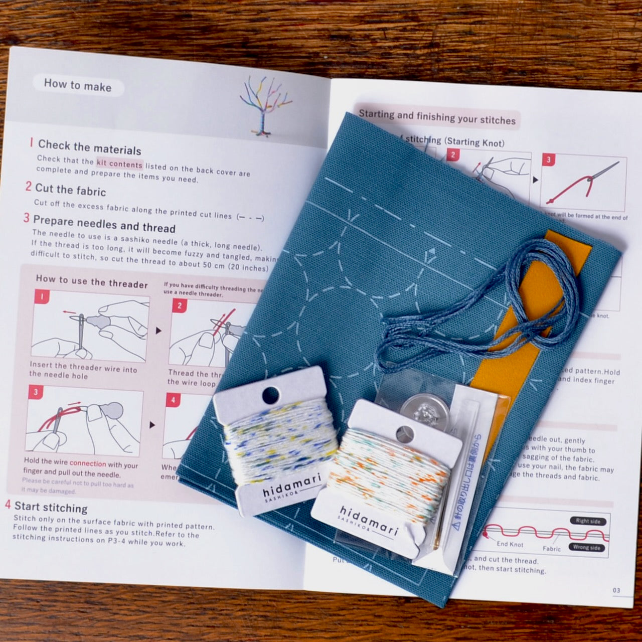 Sashiko Coasters kit,  includes everything you need