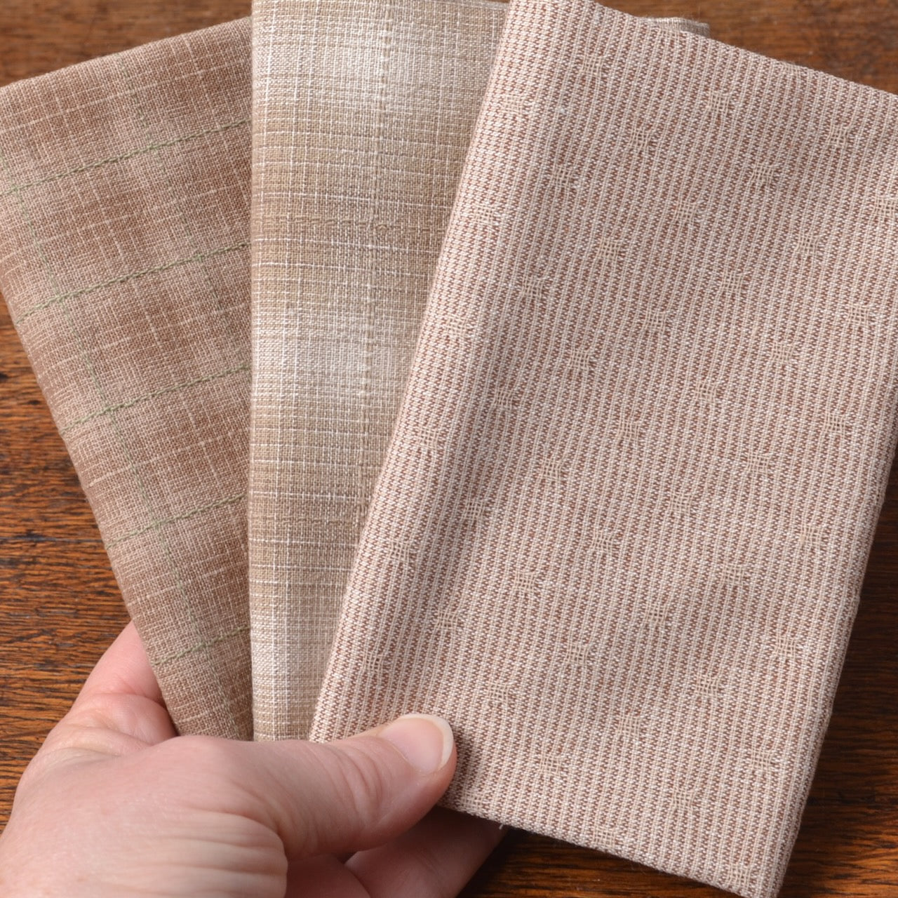 Cotton Fabric Bundle of 3, Cafe Latte creamy brown tones