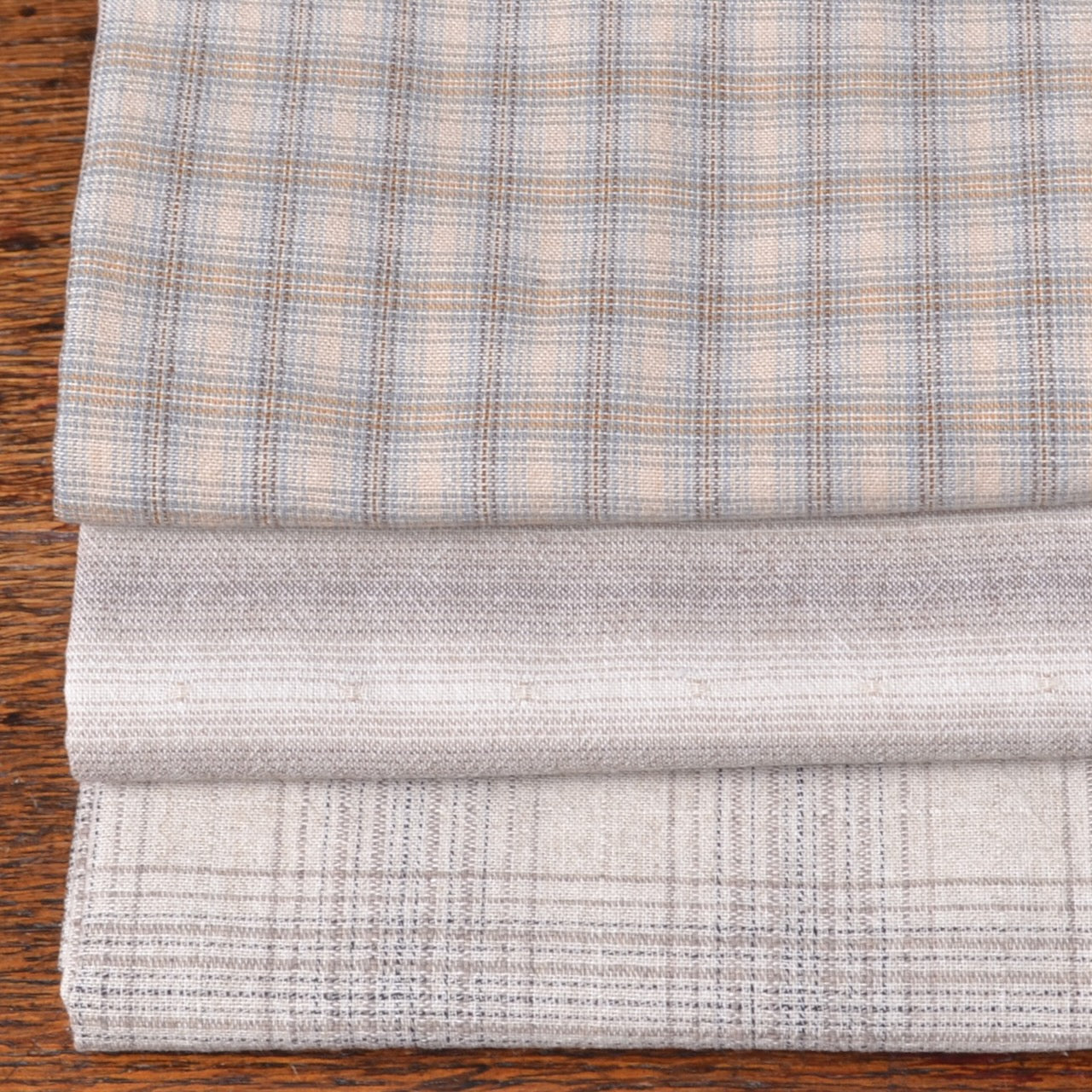 Dyed Yarn Cotton Fabric Bundle of 3, Morning Fog