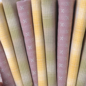 Dyed Yarn Cotton Fabric in pink, yellow and green