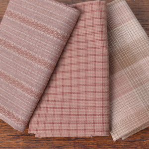 Japanese  yarn-dyed cotton fabrics warm pink brown tones