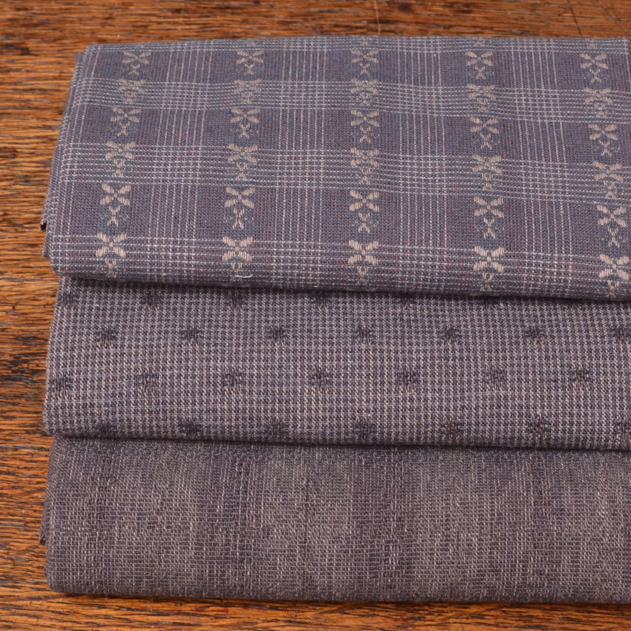 Dyed Yarn Cotton Fabric Bundle of 3, Dark Browns