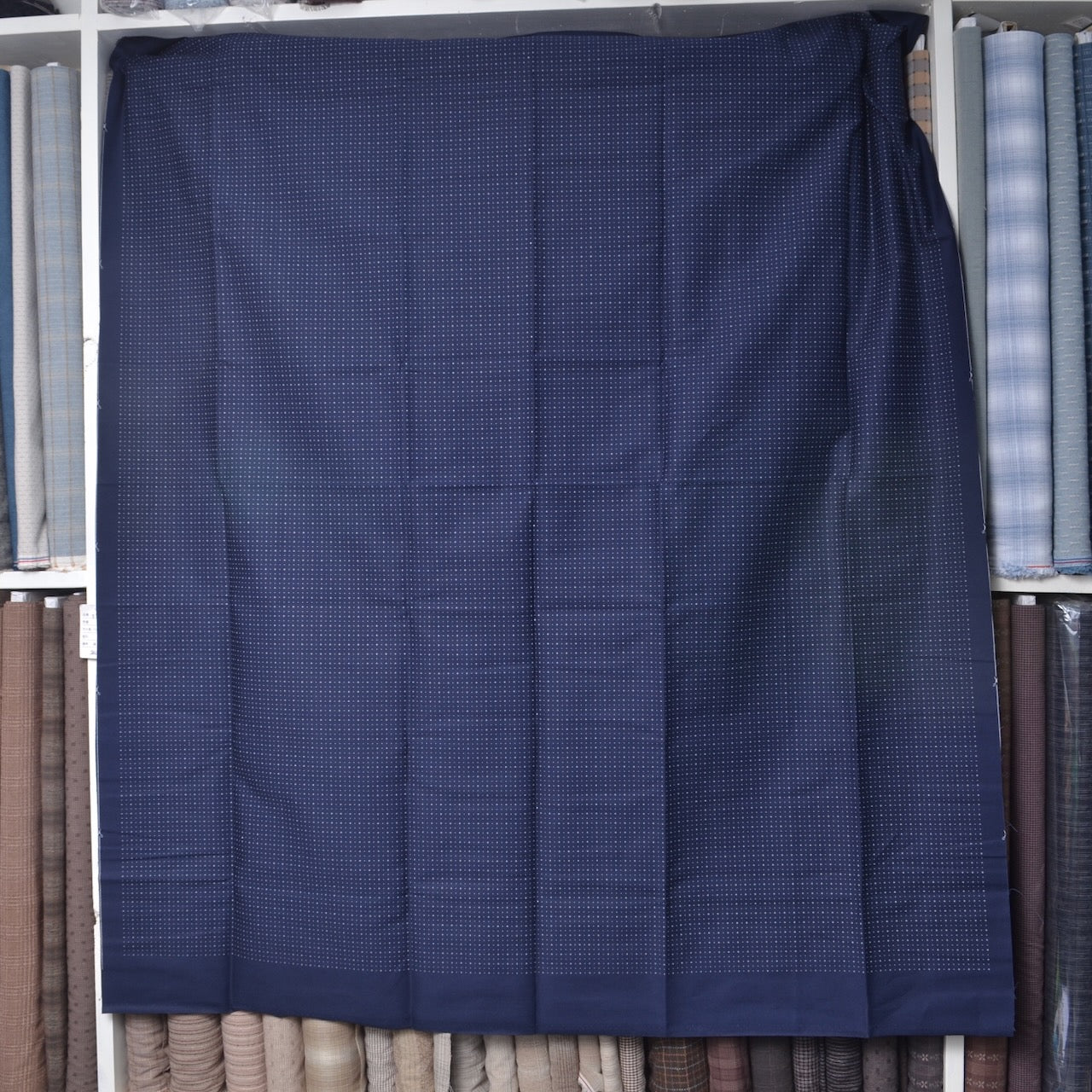 navy sashiko grid full panel