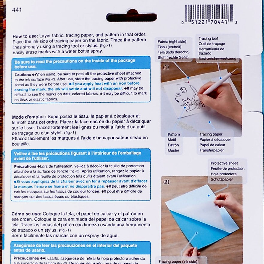 Tracing paper set with instructions and usage guide on a white background