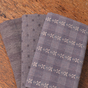 Dyed Yarn Cotton Fabric Bundle of 3, Dark Browns