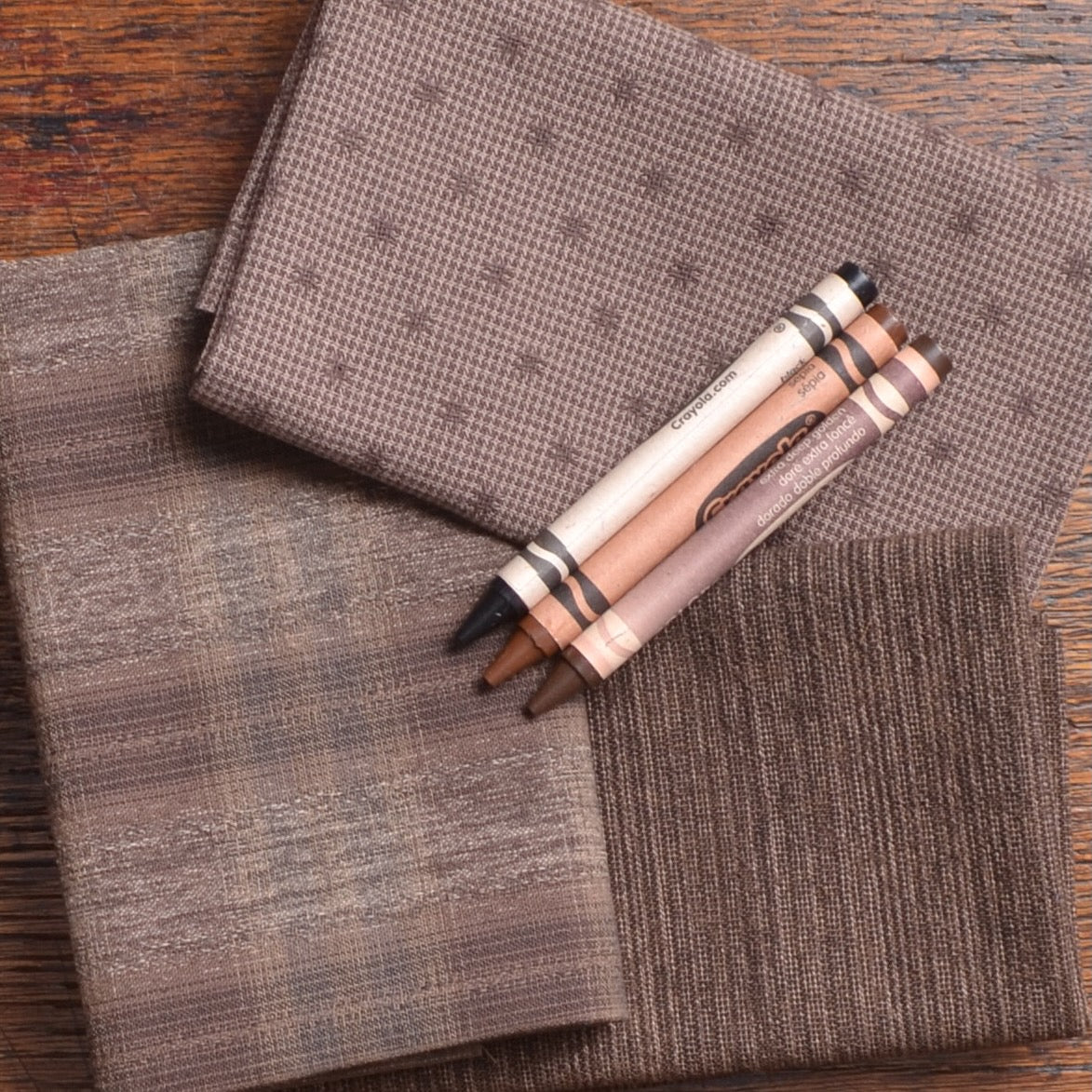 Dyed Yarn Cotton Fabric Bundle of 3, Coffee Bean
