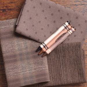 Dyed Yarn Cotton Fabric Bundle of 3, Coffee Bean