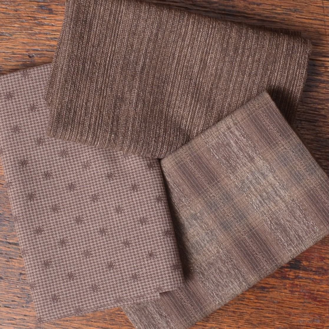 Cotton Fabric Bundle of 3, Coffee Bean
